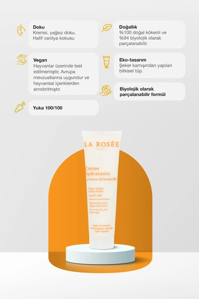 LA ROSEE PARİS NEMLENDİRİCİ YÜZ KREMİ Organik Shea Yağı İçeren - 60 mL - Resim 2