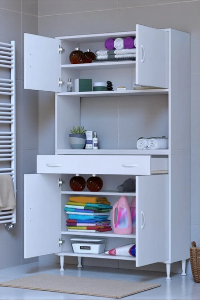 Eliusta  Artex  90 cm Yüksek Organizasyonlu Boy Dolabı 90x173x32,5 cm Beyaz Banyo/Mutfak Dolabı ürün görseli 1