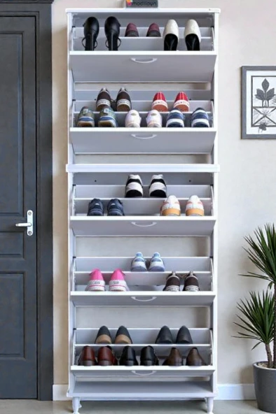 Eliusta  Cover 72 Cm Ayakkabılık Dış Kapı/Koridor/Giyim Odası Uygun Beyaz Renk 72x205x26 cm Ayakkabılık ürün görseli 1