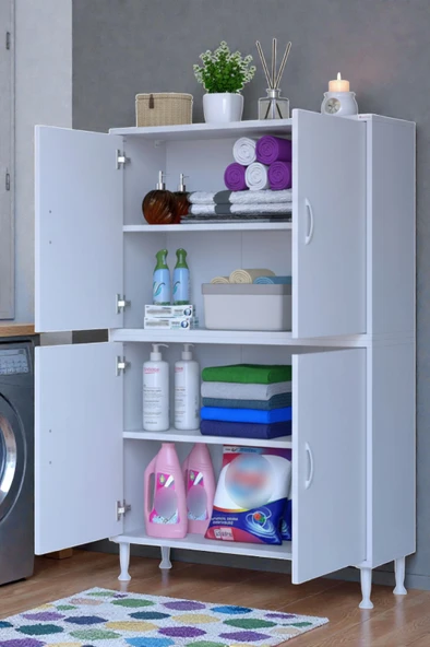 Eliusta  Nuve Geniş Depolama Alanlı Dolap 100 cm Banyo/Mutfak Çok Fonksiyonlu 100x138x32,5 cm Saklama Dolabı ürün görseli 1