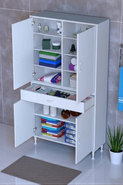 Eliusta  Nexa Modüler Dolap  100 Cm Banyo/Mutfak Dolabı Extra Kullanım Alanlı 100x173x32,5 cm Beyaz Dolap ürün görseli 1