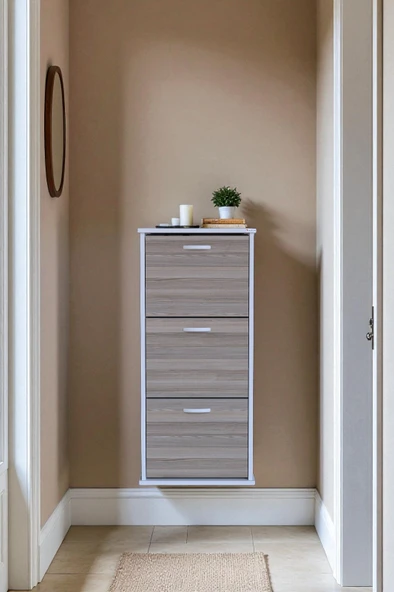 Eliusta  Soren 3 Düşer Kapaklı 52 cm Cordoba Ayakkabılık 52x114x26 cm Asma 6 Bölmeli Ayakkabılık - Resim 3