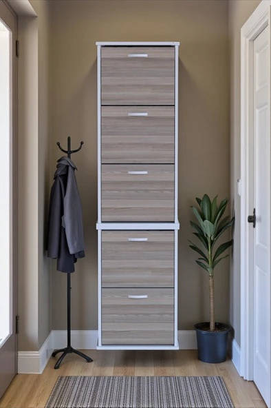 Eliusta  Porta 10 Bölmeli Ayakkabılık Cordoba 52 cm Genişlikte 52x193x26 cm Duvara Monte Ayakkabılık - Resim 3