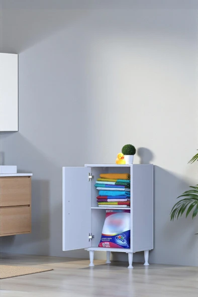 Eliusta  Arden 35 cm Beyaz 2 Bölmeli Banyo Düzenleyici Dolap 1 Raflı Çok Amaçlı Mutfak Dolabı 35x75x32,5 cm ürün görseli 1