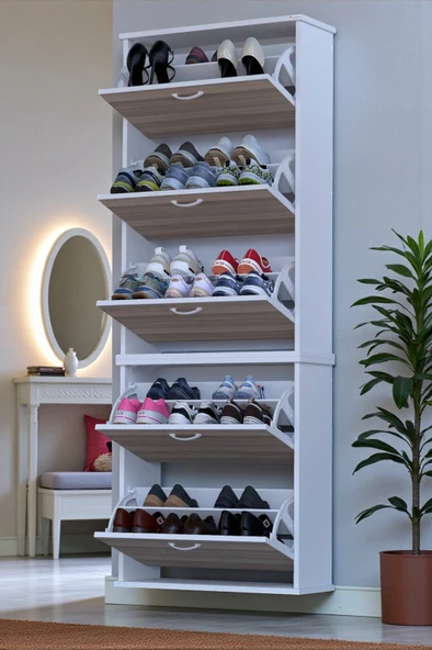 Eliusta  Sho Beş Düşer Kapaklı Ayakkabılık Cordoba Renk 72 cm Asma 72x193x26 cm Ayakkabılık - Resim 3