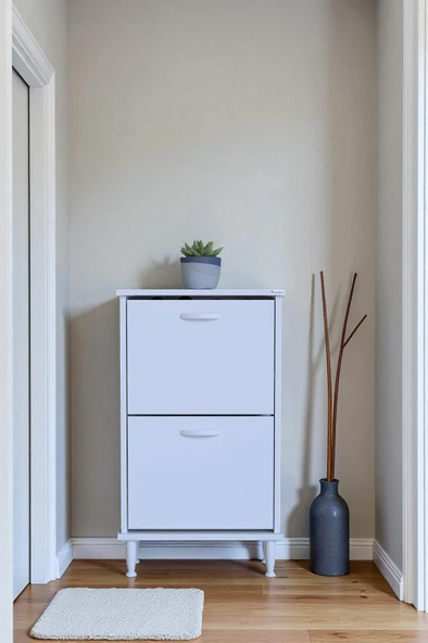 Eliusta  Kalvo 52 cm Genişlikte Beyaz Renk Ayakkabılık 52x86x26 cm Ayaklı Ayakkabılık - Resim 3