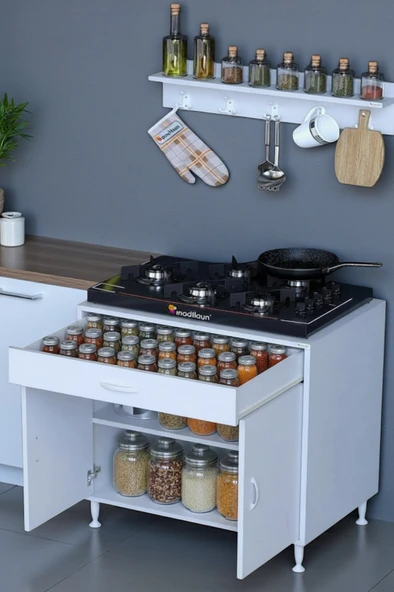 Eliusta  Yankı 56 cm Derinlik 70 cm Genişlikte Dolap Baharat Raflı Set Üstü Ocak Uyumlu 70x88x56 cm Dolap ürün görseli 1