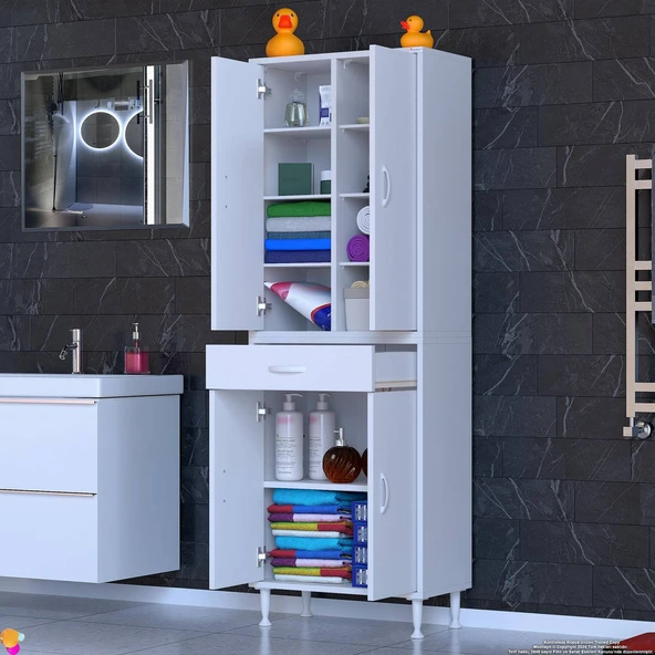 Eliusta  Nexa Modüler Dolap  55 Cm Banyo/Mutfak Dolabı Extra Kullanım Alanlı 55x173x32,5 cm Beyaz Dolap - Resim 3