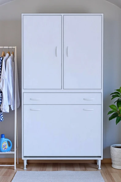 Eliusta  Reli Dolap Beyaz Çok Kullanımlı 95 cm Eninde Banyo Dolabı 95x171x32,5 cm 2 Kapak 6 Raf Dolap ürün görseli 1