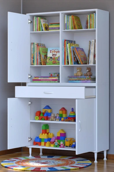 Eliusta  Rivo 4 Raflı Banyo/Mutfak Dolabı 95 cm Beyaz Renkli  Çok Amaçlı Dolap 95x173x32,5 cm Ebatlarında ürün görseli 1