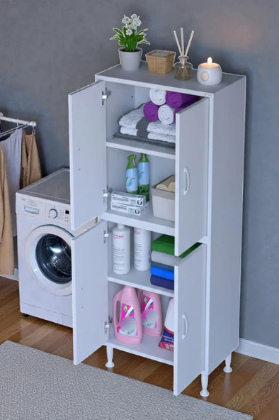 Eliusta  Nuve Geniş Depolama Alanlı Dolap 55 cm Banyo/Mutfak Çok Fonksiyonlu 55x138x32,5 cm Saklama Dolabı ürün görseli 1