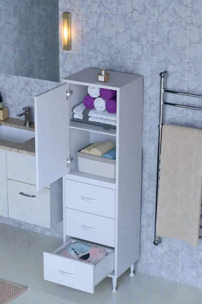 Eliusta  Alia Çok Kullanışlı Dolap G:35 cm Üst Bölme Kapaklı Alt Bölme Çekmeceli 35x138x32,5 cm Modüler Dolap ürün görseli 1