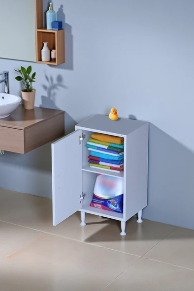 Eliusta  Arden 50 cm Beyaz 2 Bölmeli Banyo Düzenleyici Dolap 1 Raflı Çok Amaçlı Mutfak Dolabı 50x75x32,5 cm ürün görseli 1