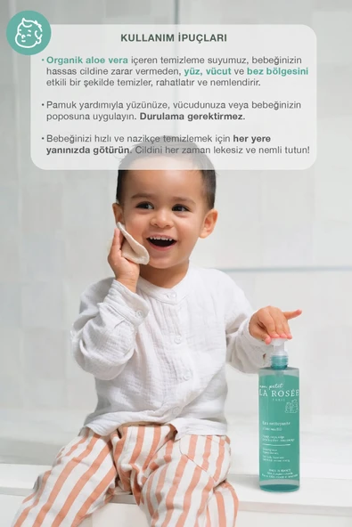 LA ROSEE PARİS Mon Petit TEMİZLEME SUYU Organik Aloe Vera İçeren 400 mL - Resim 3