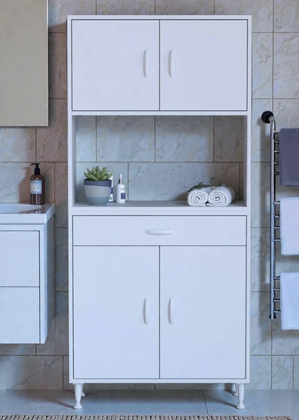 Eliusta  Lora Beyaz Dolap 80 cm Genişliği ve 173 cm Yüksekliği İle Dikey Depolama Ünitesi 80x173x32,5 cm ürün görseli 1