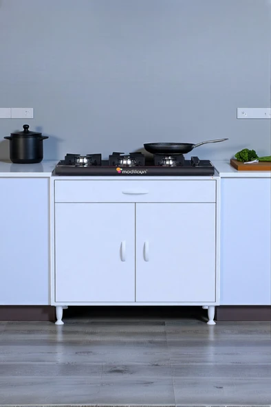 Eliusta  Lumin Tüp Yuvalı 80 cm Ankastre Ocak Altı Dolap 80x88x48 cm Beyaz Dolap Çekmeceli Mutfak Organizeri ürün görseli 1