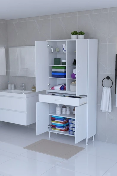 Eliusta  Nexa Modüler Dolap  95 Cm Banyo/Mutfak Dolabı Extra Kullanım Alanlı 95x173x32,5 cm Beyaz Dolap ürün görseli 1