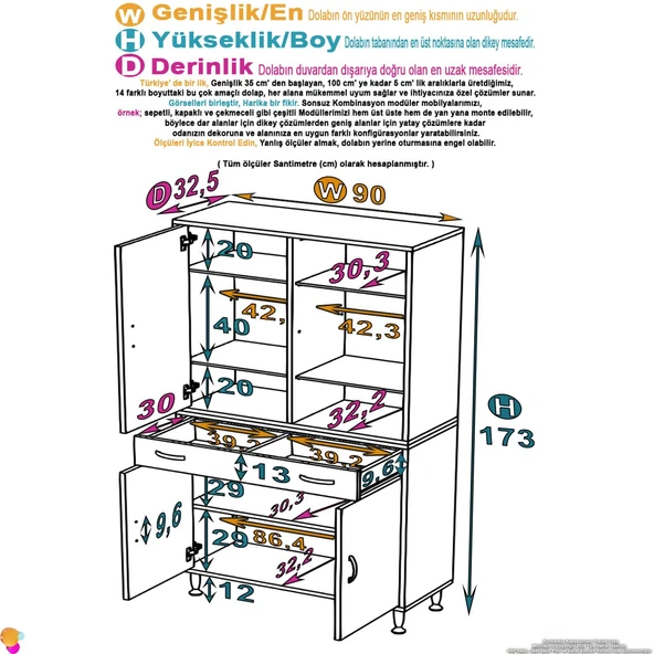 Eliusta  Line Beyaz 90 cm Banyo Dolabı Çok Bölmeli Banyo Düzenleyici Dolap 4 Kapaklı 4 Raflı 90x173x32,5 cm - Resim 2