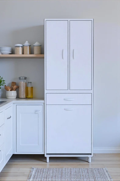 Eliusta  Pine 65 cm Genişlikte Dolap 65x171x32,5 cm  Banyo/Mutfak Dolabı İki Kapaklı Sepetli Dolap ürün görseli 1