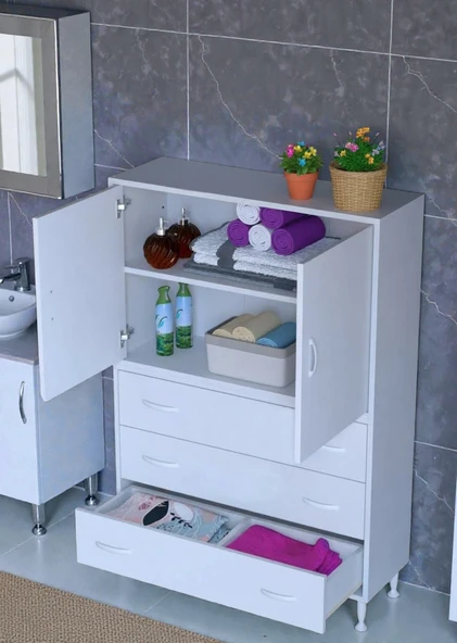 Eliusta  Alia Çok Kullanışlı Dolap G:90 cm Üst Bölme Kapaklı Alt Bölme Çekmeceli 90x138x32,5 cm Modüler Dolap ürün görseli 1