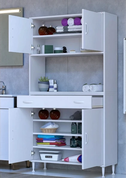 Eliusta  Lora Beyaz Dolap 90 cm Genişliği ve 173 cm Yüksekliği İle Dikey Depolama Ünitesi 90x173x32,5 cm ürün görseli 1