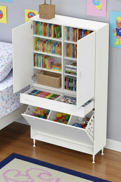 Eliusta  Reli Dolap Beyaz Çok Kullanımlı 90 cm Eninde Banyo Dolabı 90x171x32,5 cm 2 Kapak 6 Raf Dolap ürün görseli 1