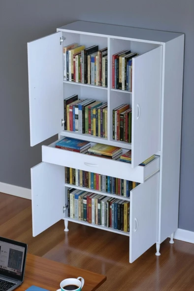 Eliusta  Luma Kapaklı & Çekmeceli Banyo Dolabı 100 cm Genişlikte Beyaz Dolap 100x173x32,5 cm Depolama Dolabı ürün görseli 1