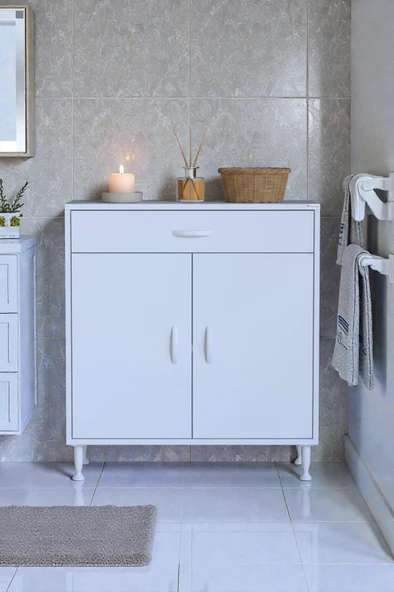 Eliusta  Fre 60 cm Çok Amaçlı Dolap 1 Raflı Tek Çekmeceli Banyo Mutfak Dolabı 60x88x32,5 cm Organizer Dolap ürün görseli 1