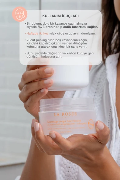 LA ROSEE PARİS BESLEYİCİ VÜCUT PEELİNGİ Şeker ve Organik Bitkisel Yağlar İçeren - 200 g Doldurulabilir - Resim 3