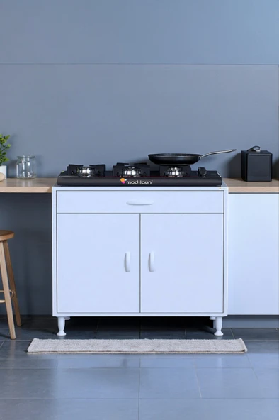 Eliusta  Nehir 80 cm Mutfak Dolabı Çok Amaçlı Ankastre Set Ocak Dolabı 80x88x48 cm Raflı 2 Bölmeli Dolap ürün görseli 1