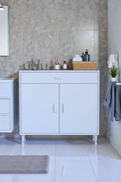 Eliusta  Fre 95 cm Çok Amaçlı Dolap 1 Raflı Tek Çekmeceli Banyo Mutfak Dolabı 95x88x32,5 cm Organizer Dolap ürün görseli 1