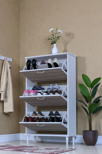 Eliusta  Duru 72 cm Genişlikte Cordoba Renk Ayaklı Ayakkabılık Antre/Kapı Önü 72x127x26 cm Ayakkabılık - Resim 3