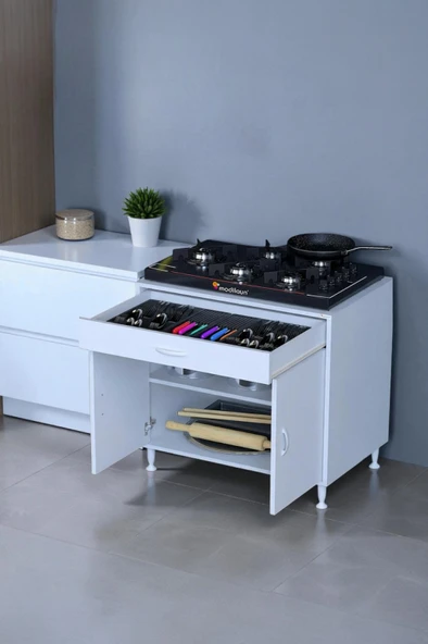 Eliusta  Nehir 70 cm Mutfak Dolabı Çok Amaçlı Ankastre Set Ocak Dolabı 70x88x48 cm Raflı 2 Bölmeli Dolap ürün görseli 1