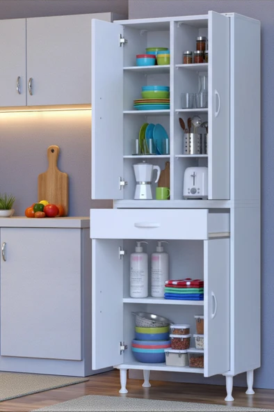 Eliusta  Nexa Modüler Dolap  70 Cm Banyo/Mutfak Dolabı Extra Kullanım Alanlı 70x173x32,5 cm Beyaz Dolap ürün görseli 1