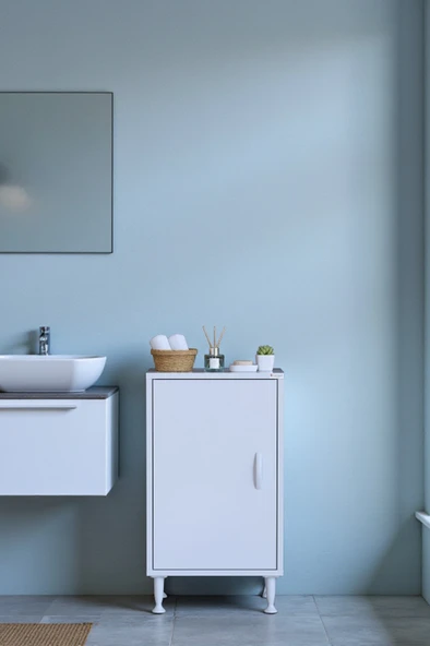 Eliusta  Nirat 45 cm 4 Bölmeli Beyaz Banyo Mutfak Dolabı 3 Raflı Kapaklı Çok Amaçlı Dolap 45x75x32,5 cm ürün görseli 1