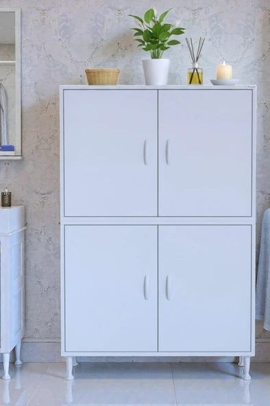 Eliusta  Nuve Geniş Depolama Alanlı Dolap 95 cm Banyo/Mutfak Çok Fonksiyonlu 95x138x32,5 cm Saklama Dolabı ürün görseli 1