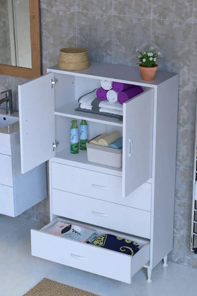 Eliusta  Alia Çok Kullanışlı Dolap G:75 cm Üst Bölme Kapaklı Alt Bölme Çekmeceli 75x138x32,5 cm Modüler Dolap ürün görseli 1