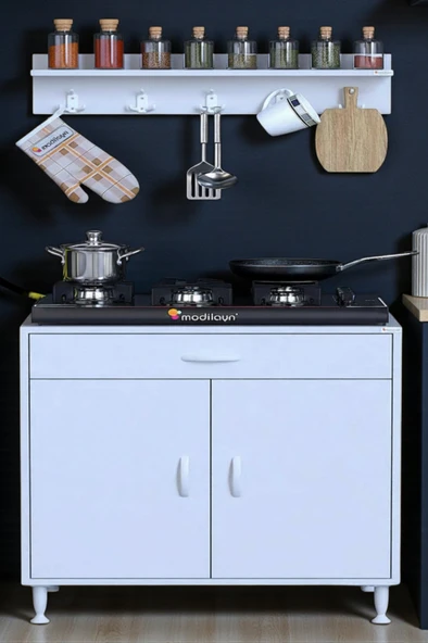 Eliusta  Yankı 56 cm Derinlik 75 cm Genişlikte Dolap Baharat Raflı Set Üstü Ocak Uyumlu 75x88x56 cm Dolap ürün görseli 1