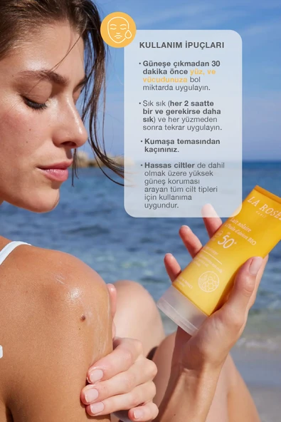 LA ROSEE PARİS ÇOK YÜKSEK KORUMA SAĞLAYAN GÜNEŞ KORUYUCU SÜT Organik Kayısı Yağı İçeren SPF 50+ 150 Ml - Resim 3