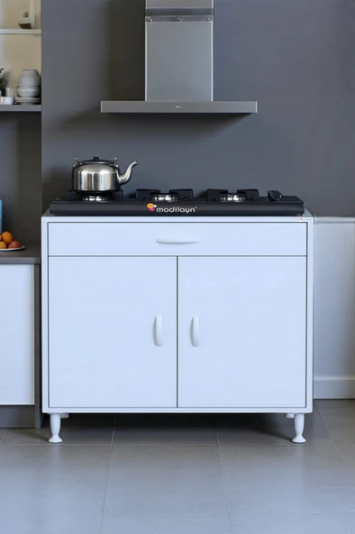 Eliusta  Valya Çekmeceli Beyaz 70 cm Genişlikte Mutfak Dolabı Ocak Alanlı 2 Bölmeli 70x88x56 cm Dolap ürün görseli 1