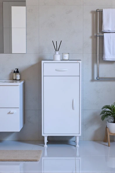 Eliusta  Fre 50 cm Çok Amaçlı Dolap 1 Raflı Tek Çekmeceli Banyo Mutfak Dolabı 50x88x32,5 cm Organizer Dolap ürün görseli 1