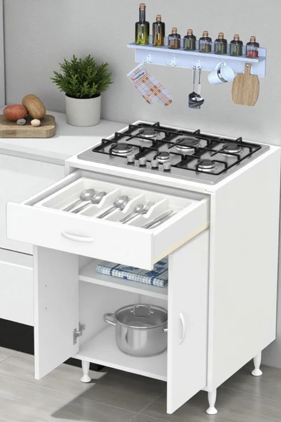Eliusta  Yankı 56 cm Derinlik 65 cm Genişlikte Dolap Baharat Raflı Set Üstü Ocak Uyumlu 65x88x56 cm Dolap ürün görseli 1