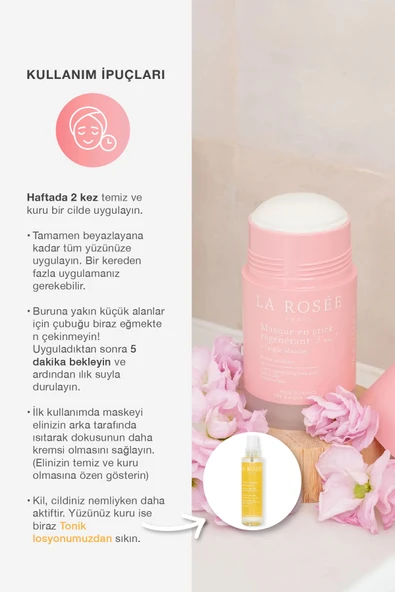 LA ROSEE PARİS 3'ü 1 ARADA YENİLEYECİ STİCK MASKE Beyaz Kil İçeren - 75 mL - Resim 3