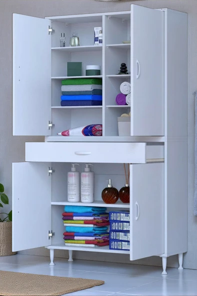 Eliusta  Nexa Modüler Dolap  90 Cm Banyo/Mutfak Dolabı Extra Kullanım Alanlı 90x173x32,5 cm Beyaz Dolap ürün görseli 1