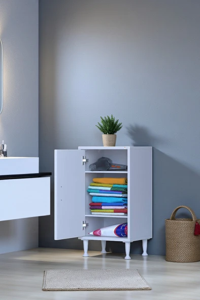 Eliusta  Sabir 50 cm 2 Raflı Beyaz Banyo Mutfak Dolabı 3 Bölmeli Çok Amaçlı Dolap 50x75x32,5 cm Düzenleyici ürün görseli 1