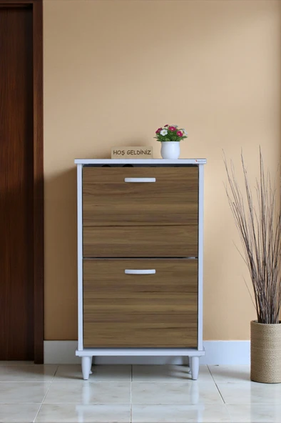 Eliusta  Kalvo 52 cm Genişlikte Ceviz Renk Ayakkabılık 52x86x26 cm Ayaklı Ayakkabılık ürün görseli 1