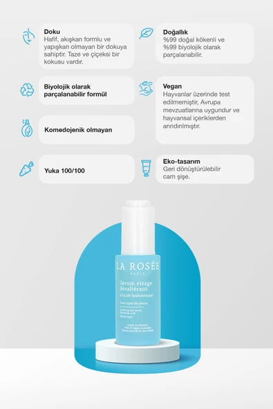 LA ROSEE PARİS NEMLENDİRİCİ YÜZ SERUMU Hyaluronic Asit İçeren - 30 mL - Resim 2