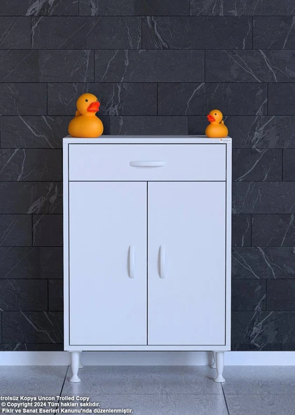 Eliusta  Fre 65 cm Çok Amaçlı Dolap 1 Raflı Tek Çekmeceli Banyo Mutfak Dolabı 65x88x32,5 cm Organizer Dolap - Resim 3