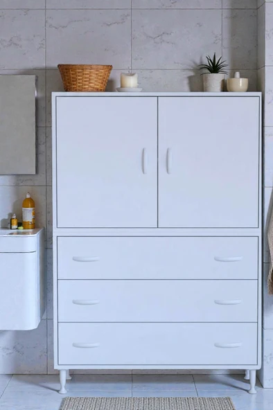 Eliusta  Alia Çok Kullanışlı Dolap G:100 cm Üst Bölme Kapaklı Alt Bölme Çekmeceli 100x138x32,5 cm Modül Dolap ürün görseli 1