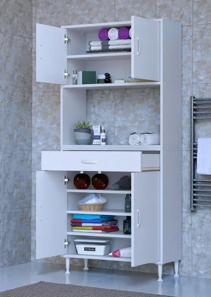 Eliusta  Lora Beyaz Dolap 75 cm Genişliği ve 173 cm Yüksekliği İle Dikey Depolama Ünitesi 75x173x32,5 cm ürün görseli 1